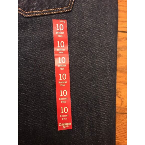 10 Plus OshKosh B'gosh Boot Cut Adjustable Waist Girls Jeans New Dark Wash Denim - Picture 9 of 12